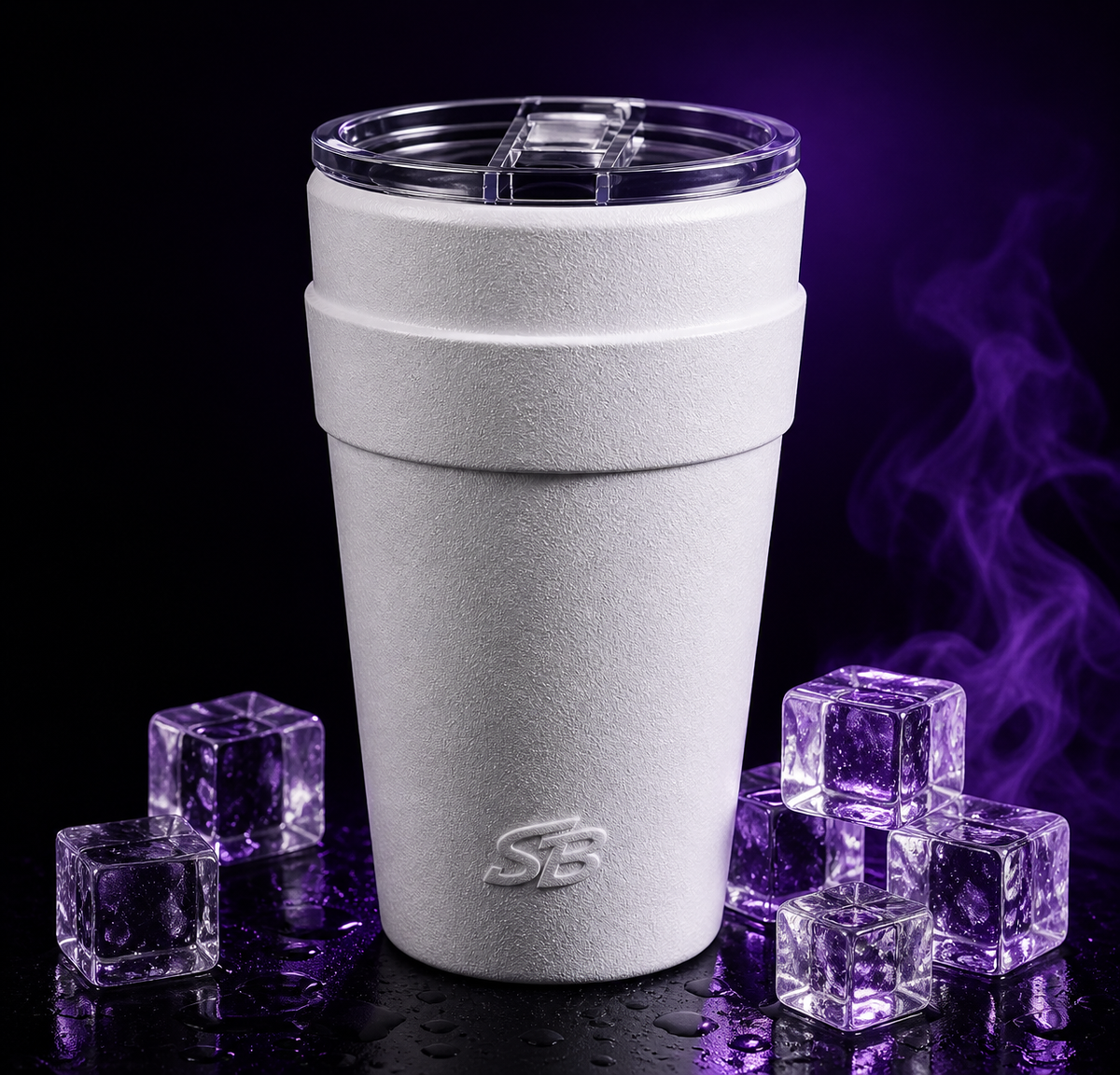 Double Cup tumbler with purple highlights
