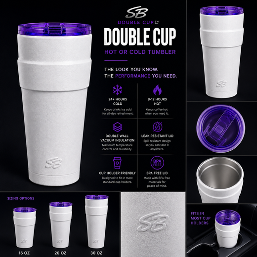 Double Cup Tumbler 20oz Signature Styrofoam Black