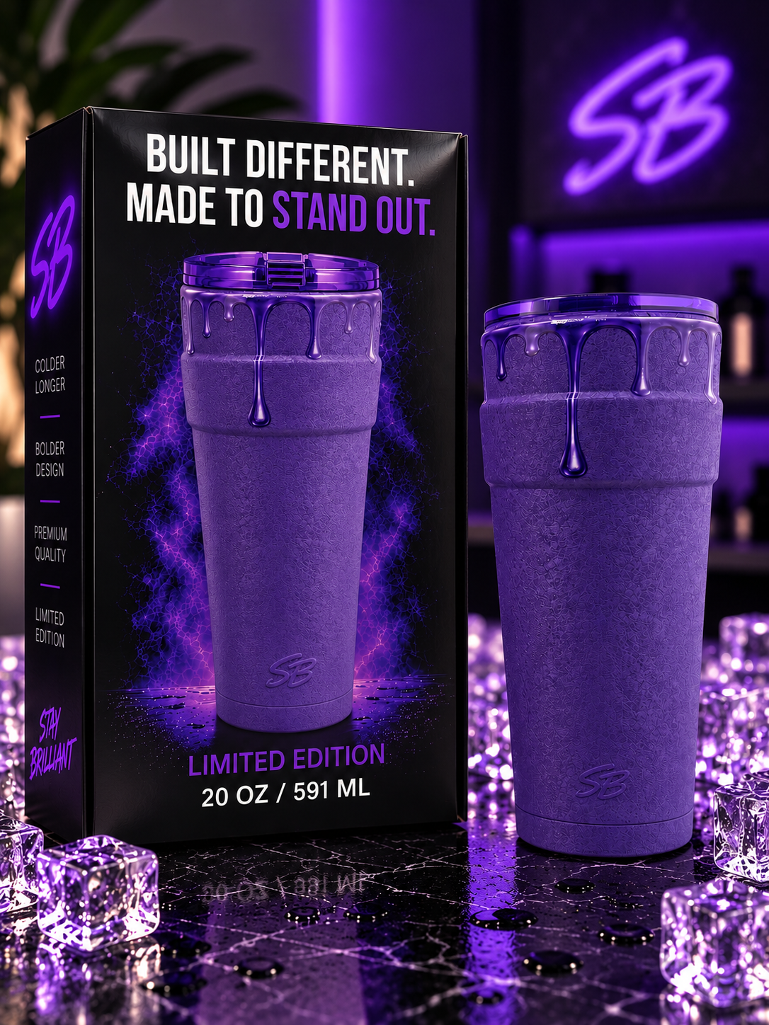SB Double Cup Signature Styrofoam Limited Edition Purple Drip Cup